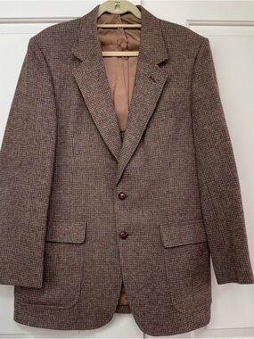 Arnie Palmer Vintage Wool Tweed Butterfly Lining Classic Buttons Sport Coat
